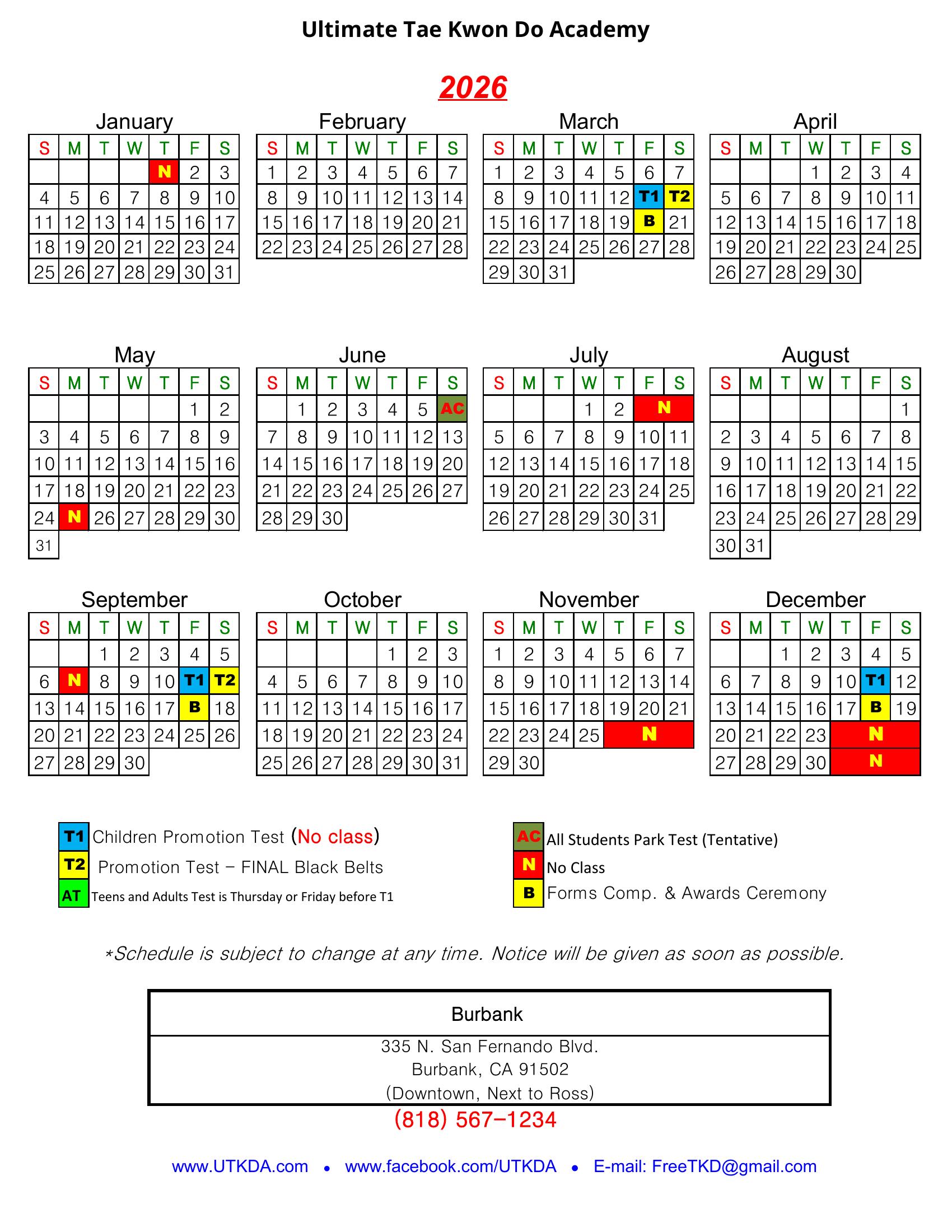 2026 Academy Event Calendar preview